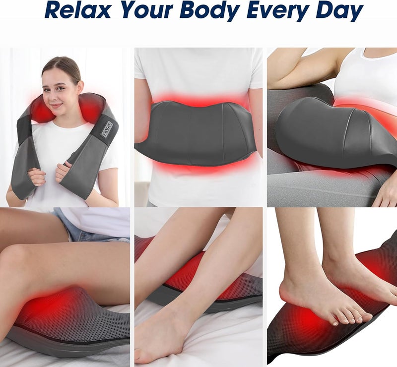 UFFAE Grey Shiatsu Neck and Back Massager with Heat, Electric Deep Tissue Kneading Neck and Shoulder Massage, Best Gifts for Women Men Mom Dad Mothers Fathers Day Birthday Gift (NOT Cordless) - Image 4